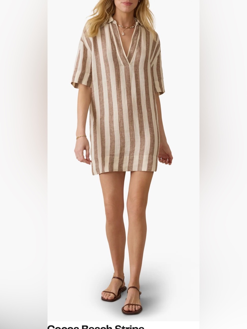 Palma Dara Stripe Mini Linen Shirtdress